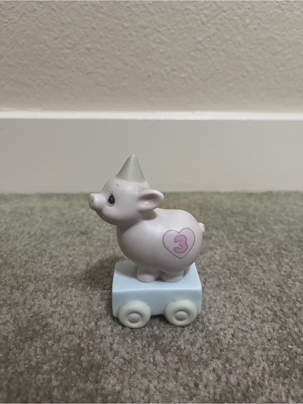 Precious Moments Birthday Train, Age 3, Pig Figure Heaven Bless Your Special Day